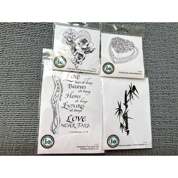 4Pcs Impression Obsession Stamps LOT-J15000/F13275/F13182/E7917 - Picture 1 of 6